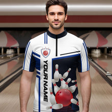 Load image into Gallery viewer, Bowling Jersey for Men Custom Bowling Team Shirts with Name Bowling League Polo & 1/4 Zip HNT30