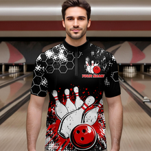 Load image into Gallery viewer, Red Watercolor Bowling Shirts Men Women Team Custom Bowling Polo & 1/4 Zip Shirt MBL60