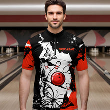 Load image into Gallery viewer, Custom Red Butterflies Bowling Shirt for Men Women Team Bowling Polo&Quater Zip MBL76