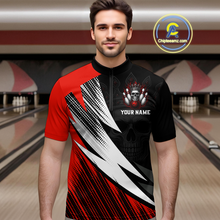 Load image into Gallery viewer, Red Skull Crown Bowling Custom Men Bowling Shirt Polo & Quarter-Zip Bowling Team Jerseys HNT65
