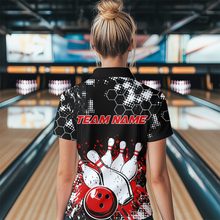 Load image into Gallery viewer, Red Watercolor Bowling Shirts Men Women Team Custom Bowling Polo & 1/4 Zip Shirt MBL60