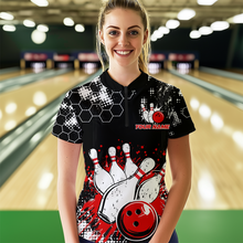 Load image into Gallery viewer, Red Watercolor Bowling Shirts Men Women Team Custom Bowling Polo & 1/4 Zip Shirt MBL60