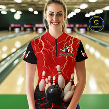 Load image into Gallery viewer, Red Thunder Lightning & Lava Bowling Shirt for Men Women Team Bowling Jersey MBL92