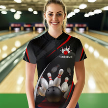 Load image into Gallery viewer, Red Bowling Shirts for Men Women Team Custom Bowling Polo & Quarter Zip Shirt MBL71