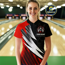 Load image into Gallery viewer, Red Skull Crown Bowling Custom Women Bowling Shirt Polo & Quarter-Zip Bowling Team Jerseys HNT65