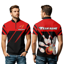 Load image into Gallery viewer, Red Bowling Shirt Custom Bowling Jersey for Men Women Bowling Polo&1/4 Zip Shirts MBL51