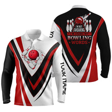 Load image into Gallery viewer, Custom bowling polo shirts for men I'm not swearing, I'm using my bowling words red bowl shirts NQS6633
