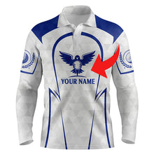 Load image into Gallery viewer, Golf clubs custom name and logo blue & white all-over print golf Polo shirt personalized golf gift NQS4855