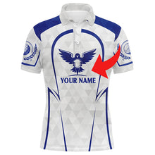 Load image into Gallery viewer, Golf clubs custom name and logo blue & white all-over print golf Polo shirt personalized golf gift NQS4855