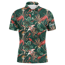 Load image into Gallery viewer, Men golf polo shirts flamingo green tropical jungle pattern custom name team golf polo shirts NQS4777