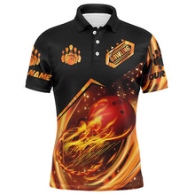 Load image into Gallery viewer, Men's bowling shirt custom name flame bowling shirt, personalized bowling team shirts bowling jerseys NQS4453