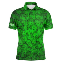 Load image into Gallery viewer, Mens golf polo shirts Green clover St Patrick's Day pattern golf shirts custom team golf polo NQS4762