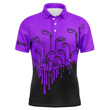 Load image into Gallery viewer, Purple and black Halloween golf clubs Mens golf polo shirts custom name male golf attire for men NQS6432