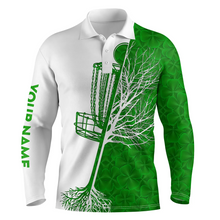Load image into Gallery viewer, Mens disc golf polo shirt custom Green clover St Patrick's Day pattern disc golf basket shirt NQS4784