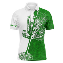 Load image into Gallery viewer, Mens disc golf polo shirt custom Green clover St Patrick's Day pattern disc golf basket shirt NQS4784