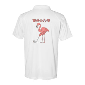 Funny Pink Flamingo Performance Golf Polo Shirts Custom Team Name Flamingo Golf Jerseys D02 NQS9873