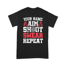 Load image into Gallery viewer, Aim Shoot Swear Repeat Funny Grunge Darts T-Shirts Custom Darts Team Shirts, Darts Player Gifts TDM3903