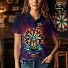 Load image into Gallery viewer, Custom Zen Frog Dart Shirts for Women Meditation Style Dart Jersey Polo &amp; 1/4Zip Dartboard Shirt DHT20