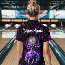 Load image into Gallery viewer, Custom Mystic Skull Bowling Shirt for Women Bowling League Jersey Polo &amp; 1/4-Zip QZT1020