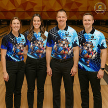 Load image into Gallery viewer, Funny Bulldog Bowling Team Shirt Custom Polo &amp; 1/4 Zip Bowling Jersey for Men Blue Bowling Unisex  QZT911