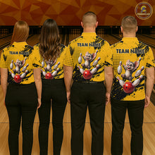 Load image into Gallery viewer, Black &amp; Yellow Funny Mouse Bowling Team Shirt for Women Custom Bowling Jersey Polo &amp; Quarter-Zip QZT1032