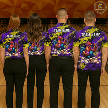 Load image into Gallery viewer, Purple &amp; Yellow Chicken Bowling Shirt for Men Custom Bowling Jersey Rooster Polo &amp; 1/4-Zip QZT1034