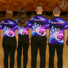 Load image into Gallery viewer, Custom Purple Blue Crazy Bowling Shirt for Women Polo &amp; 1/4-Zip Bowling League Outfit QZT831