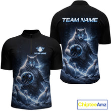 Load image into Gallery viewer, Custom Wolf Bowling Team Shirt for Men Bowling League Jersey Polo &amp; Quarter-Zip Bowling Shirt QZT880