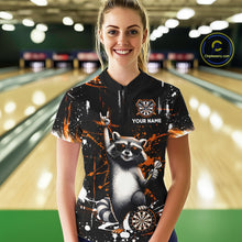 Load image into Gallery viewer, Custom Orange Funny Raccoon Dart Team Shirt for Women Dart Jersey Polo &amp; /4-Zip Dartboard Shirt Outfit DHT29