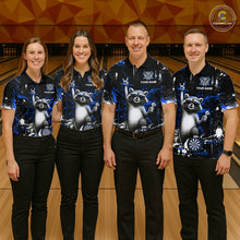 Load image into Gallery viewer, Custom Blue Funny Raccoon Dart Team Shirt for Women Dart Jersey Polo &amp; /4-Zip Dartboard Shirt Outfit DHT29