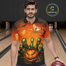 Load image into Gallery viewer, Custom Horror Orange Bowling Team Shirt for Men Funny Pumkin Bowling Jersey Scary Halloween Bowling Outfit QZT774