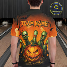 Load image into Gallery viewer, Custom Horror Orange Bowling Team Shirt for Men Funny Pumkin Bowling Jersey Scary Halloween Bowling Outfit QZT774