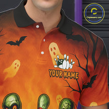 Load image into Gallery viewer, Custom Horror Orange Bowling Team Shirt for Men Funny Pumkin Bowling Jersey Scary Halloween Bowling Outfit QZT774