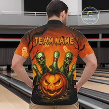 Load image into Gallery viewer, Custom Horror Orange Bowling Team Shirt for Men Funny Pumkin Bowling Jersey Scary Halloween Bowling Outfit QZT774