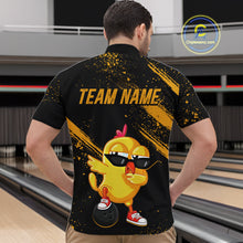 Load image into Gallery viewer, Funny Yellow Chicken Bowling Shirt Custom Polo &amp; 1/4-Zip Bowling League Jersey for Men QZT856