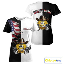 Load image into Gallery viewer, Custom American Flag Funny 9 Ball Pool Billiard T-Shirts for Women Billiard League Shirts BHT1