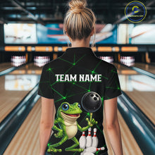 Load image into Gallery viewer, Green Funny Frog Bowling Shirt for Women Custom Bowling Jersey Polo &amp; 1/4 Zip QZT1024