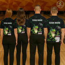 Load image into Gallery viewer, Green Funny Frog Bowling Shirt for Women Custom Bowling Jersey Polo &amp; 1/4 Zip QZT1024