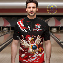 Load image into Gallery viewer, Custom Red Funny Chicken Bowling Shirt for Men Bowling Team Jersey Polo &amp; Quarter-Zip Outfit QZT1088