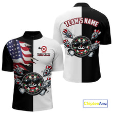 Load image into Gallery viewer, Custom Funny Dartboard Shirt for Men American Dart Shirt for Team Polo &amp; 1/4-Zip Dart League DHT5