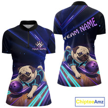 Load image into Gallery viewer, Funny Pug Dog Bowling Team Shirt for Women Custom Bowling Jersey Polo &amp; 1/4-Zip Bowling Unisex QZT908