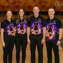 Load image into Gallery viewer, Custom Alien Cat Bowling Team Shirt for Men UFO Bowling League Jersey Polo &amp; Quarter-Zip Bowling Outfit QZT989