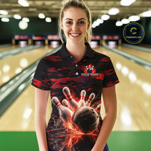 Load image into Gallery viewer, Flame Red Pattern Bowling Shirt for Women Bowling Team Jersey Polo &amp; 1/4-Zip QZT1027