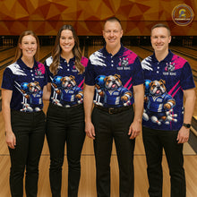 Load image into Gallery viewer, Personalized Funny Bulldog Bowling League Shirt Polo &amp; 1/4 Zip Navy Bowling Jersey for Men QZT910