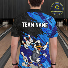 Load image into Gallery viewer, Blue Funny Duck Bowling Shirt for Men Custom Bowling Team Jersey Bowling League Polo &amp; Quarter-Zip QZT944