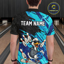 Load image into Gallery viewer, Cyan Funny Duck Bowling Shirt for Men Custom Bowling Team Jersey Bowling League Polo &amp; Quarter-Zip QZT944