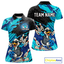 Load image into Gallery viewer, Cyan Funny Duck Bowling Shirt for Women Custom Bowling Team Jersey Bowling League Polo &amp; Quarter-Zip QZT944
