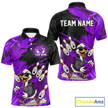 Load image into Gallery viewer, Purple Funny Duck Bowling Shirt for Men Custom Bowling Team Jersey Bowling League Polo &amp; Quarter-Zip QZT944