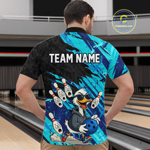 Load image into Gallery viewer, Cyan Funny Duck Bowling Shirt for Men Custom Bowling Team Jersey Bowling League Polo &amp; Quarter-Zip QZT944