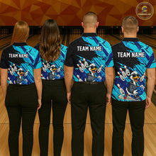 Load image into Gallery viewer, Cyan Funny Duck Bowling Shirt for Men Custom Bowling Team Jersey Bowling League Polo &amp; Quarter-Zip QZT944